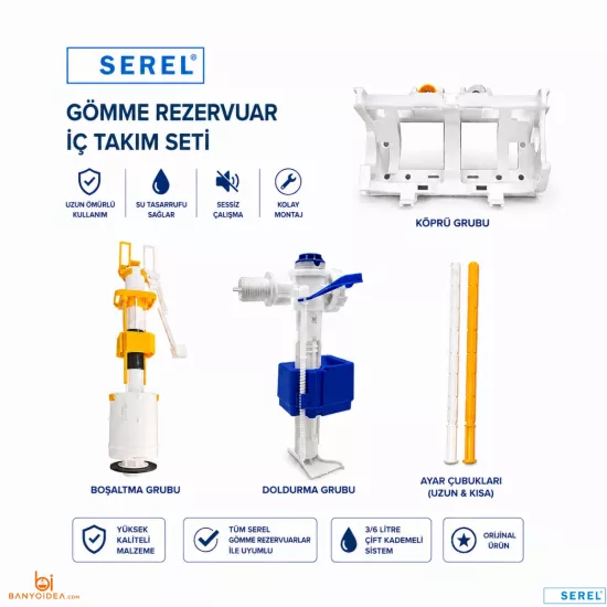 SEREL Gömme Rezervuar İç Takım Komple Tamir Seti 